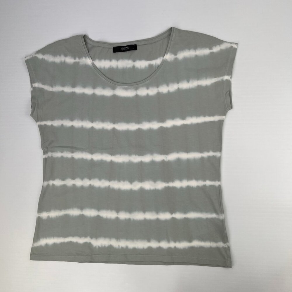 HallHuber Blouse Women Large Organic Tie Dye Stripe German Cruise Party Top Core